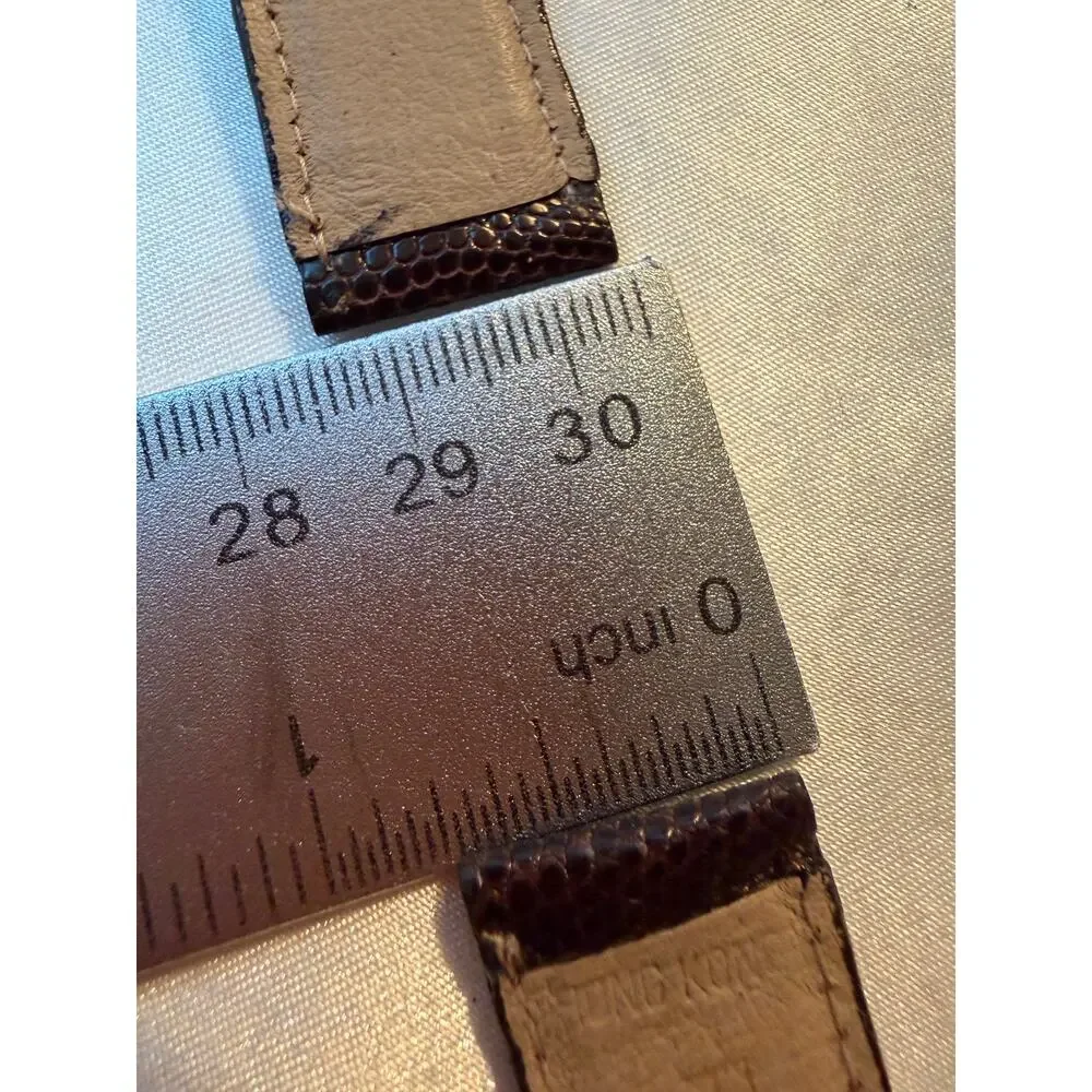 Vintage Genuine Lizard Leather Watch Band Strap-Brown-Gold Tone Buckle (CCC118)